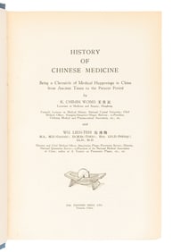 WONG, K. Chimin and Wu LIEN-TEH. History of Chinese Medicine. Being a Chronicle of Medical