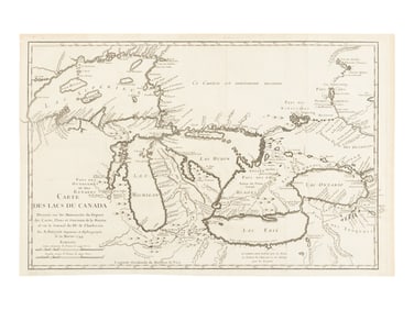 [MAP]. BELLIN, Jacques Nicolas (1703-1772). Carte des Lacs du Canada. Paris, 1744.