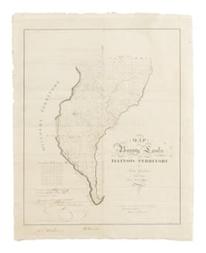 [MAP]. GARDINER, John. Map of the Bounty Lands in Illinois Territory. Washington, D.C., 1817.