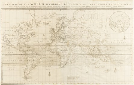 [MAP]. MOLL, Herman (1654-1732). A New Map of the World according to Wright's alias Mercator's
