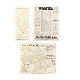 [MAPS]. A group of 3 early subdivision maps of Winnetka, Illinois, comprising: