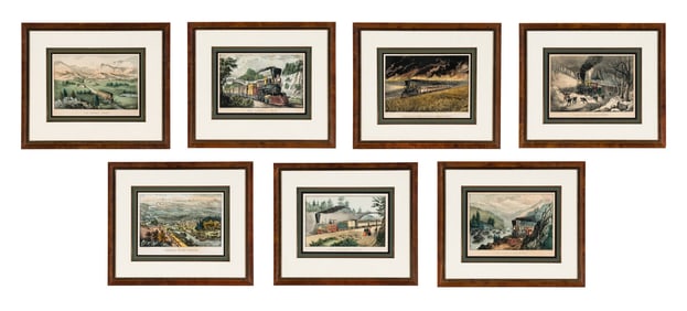 [AMERICANA - CURRIER & IVES]. A group of 7 small format lithographs, comprising: