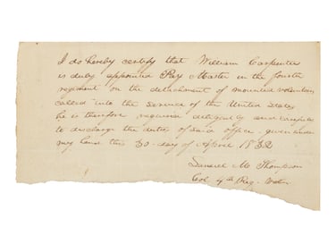 Autograph Document by Lincoln, then Captain in the Illinois State Militia, 30 April 1832.