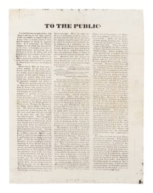The Adams Handbill, The Only Known Surviving Copy Of Lincoln's First Printed Work, 5 August 1837.