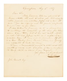 Autograph letter signed ("A. Lincoln") to John Bennett. Springfield, Illinois, 5 August 1837.