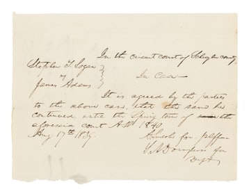 Abraham Lincoln and Stephen A. Douglas Signed Document, 17 August 1839.