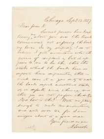 Autograph letter signed ("A. Lincoln") to Jesse K. Dubois, 13 September 1857.