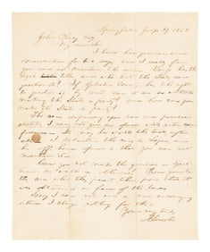 Autograph letter, signed ("A. Lincoln") to John Olney. Springfield, Illinois, 29 January 1858.