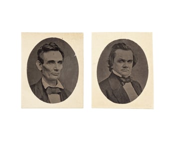 Miniature Photographs of Abraham Lincoln and Stephen A. Douglas, ca. 1860.