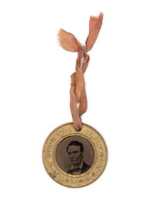 Lincoln and Hamlin campaign token with ferrotype portraits, ca. 1860.