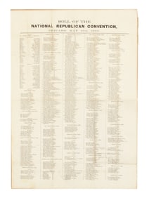 Roll of the National Republican Convention, May 16th, 1860. With original ticket.