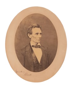 Oval Bust Portrait by Alexander Hesler, signed ("A. Lincoln"), ca. 3 June 1860.