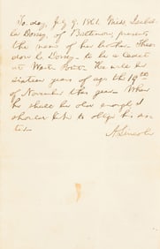 Autograph note signed ("A. Lincoln"). Washington, D.C., 9 July 1861.