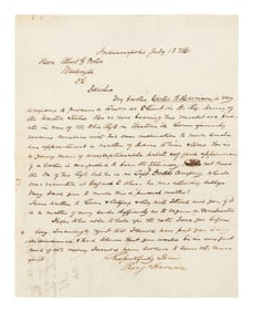 Autograph letter signed ("Benj. Harrison"), with note initialed ("A.L"), 7 August 1861.