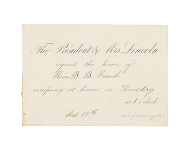 Engraved White House invitation, 17 October 1861.