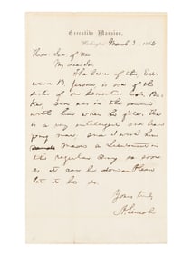 Autograph letter signed ("A. Lincoln") to Edwin Stanton, 3 March 1862.
