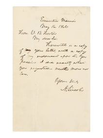Autograph letter signed ("A. Lincoln") to Valentine B. Horton, 16 May 1862.