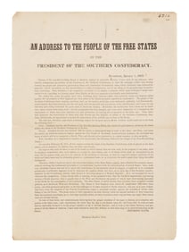 Jefferson Davis' "An Address to the People of the Free States by the President of the Southern