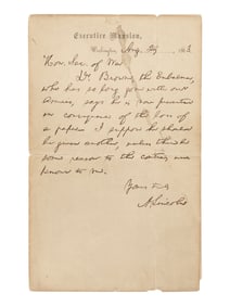Autograph letter signed ("A. Lincoln") to Edwin Stanton, 29 August 1863.