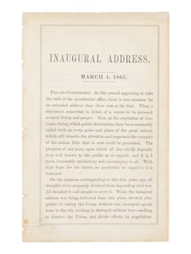 First Printing of Lincoln's Celebrated Second Inaugural Address, 1865.