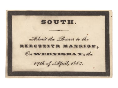 Printed Admission Ticket for Lincoln's Funeral