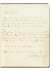 Autograph manuscript, signed ("J. Wilkes Booth"), 18 February 1860. [Inscribed in a Forget-Me-Not
