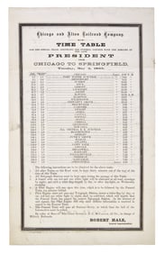 Time table for the special train, conveying the funeral cortege with the remains of the late