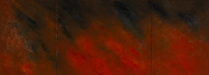 Joe Goode (American, b. 1937) Forest Fire Painting #75, c. 1984 (triptych)