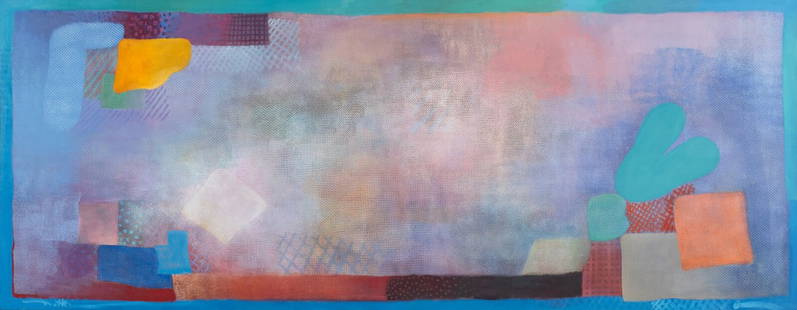 Robert Natkin (American, 1930-2010) Bern No. 338A, 1983: Robert Natkin (American, 1930-2010) Bern No. 338A, 1983 acrylic on canvas signed Natkin (lower left); stamped 338A/Robert Natkin/1983 (canvas overlap and stretcher bar, verso) 51 3/4 x 131 3/4 inches.