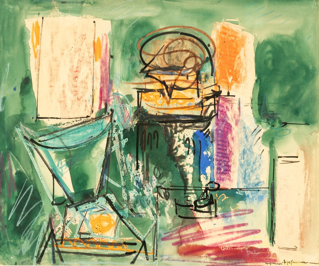 Hans Hofmann (American/German, 1880-1966) Untitled: Hans Hofmann (American/German, 1880-1966) Untitled ink, gouache and crayon on paper signed Hans Hofmann (lower right) 14 x 17 inches. Property from an Important Palm Beach Collection This lot is locat