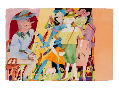 Gladys Nilsson (American, b. 1940) Necktie Party, 1991: Gladys Nilsson (American, b. 1940) Necktie Party, 1991 watercolor on paper signed Gladys Nilsson, titled and dated (verso) 15 x 22 1/4 inches. Property from the Serr and Shannon Collection, Warehouse