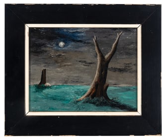 Gertrude Abercrombie (American, 1909-1977) Moonlight and Landscape with Tree (Tree Lady), 1944