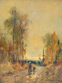 Sydney Laurence (American, 1865-1940) Hiker with Dog
