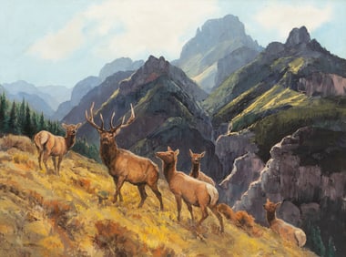 Bill Freeman (American, b. 1927) Elk And A Touch Of Sun