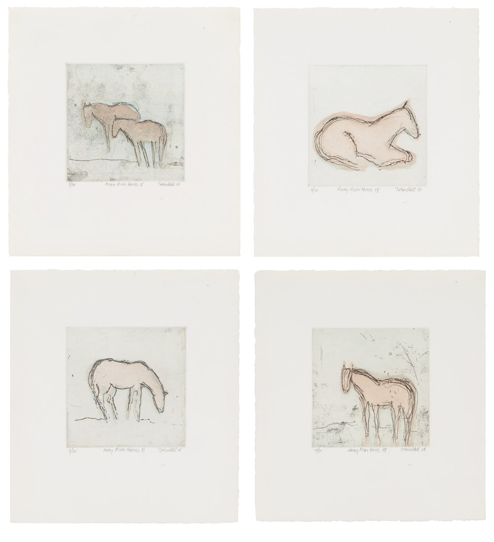 Theodore Waddell (American, b. 1941) Four Works: Ruby River Horses II, edition 8/20, Ruby River (1 of 5)