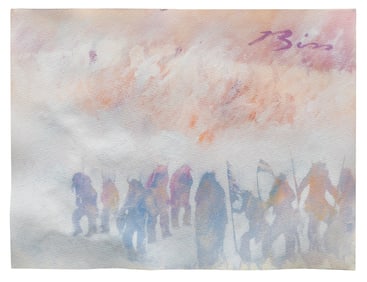 Earl Biss (Apsáalooke, 1947-1998) Untitled (Riders in the Mist)