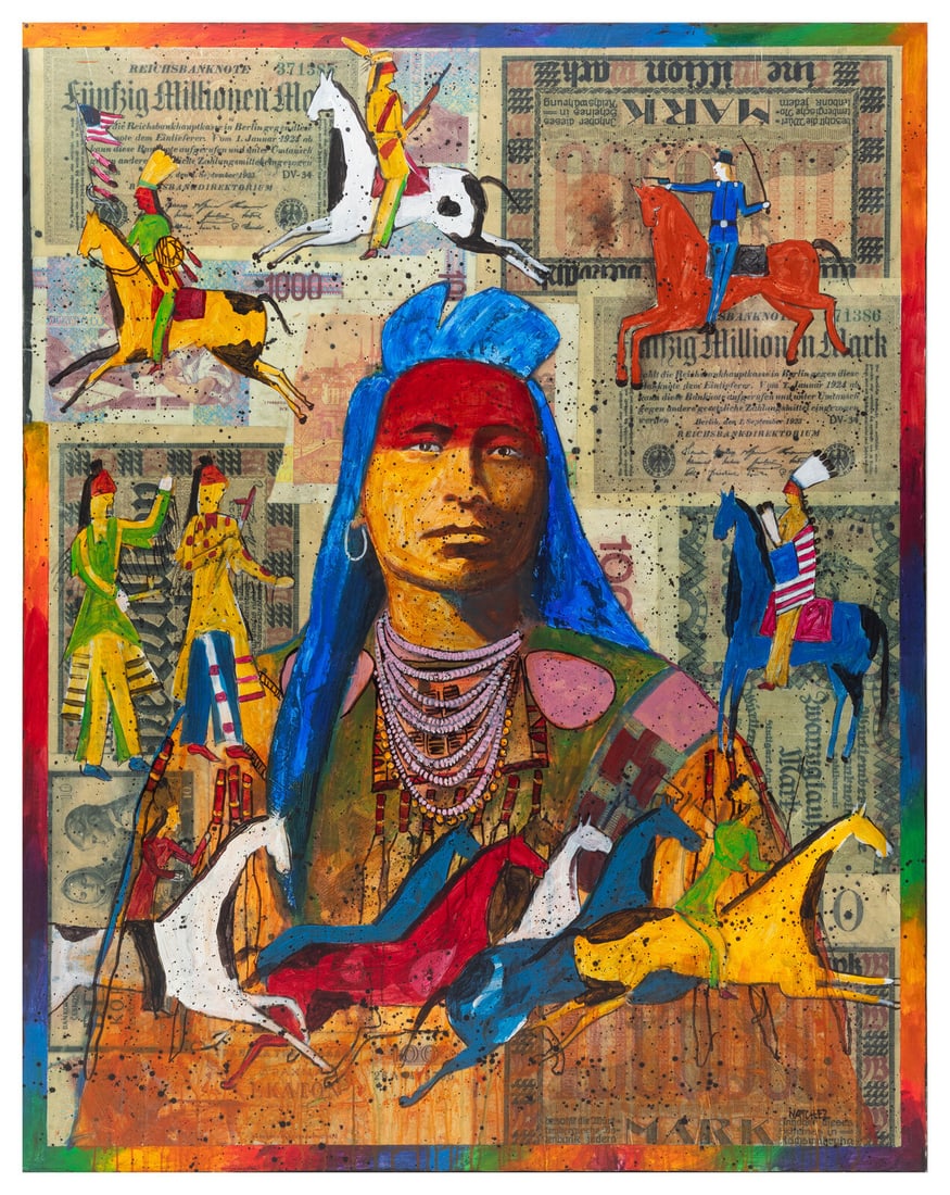 Stan Natchez (Shoshone/Tataviam, b. 1954) Plenty Coups on German Marks (1 of 2)