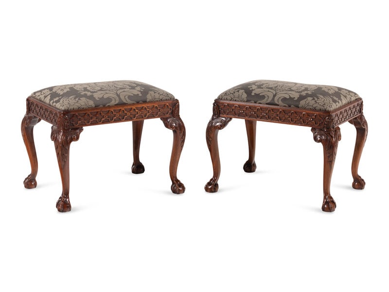 A Pair of George III Style Mahogany Footstools (1 of 2)