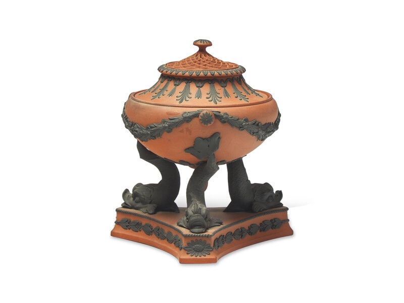 A Wedgwood Rosso Antico Dolphin Pastille Burner (1 of 2)