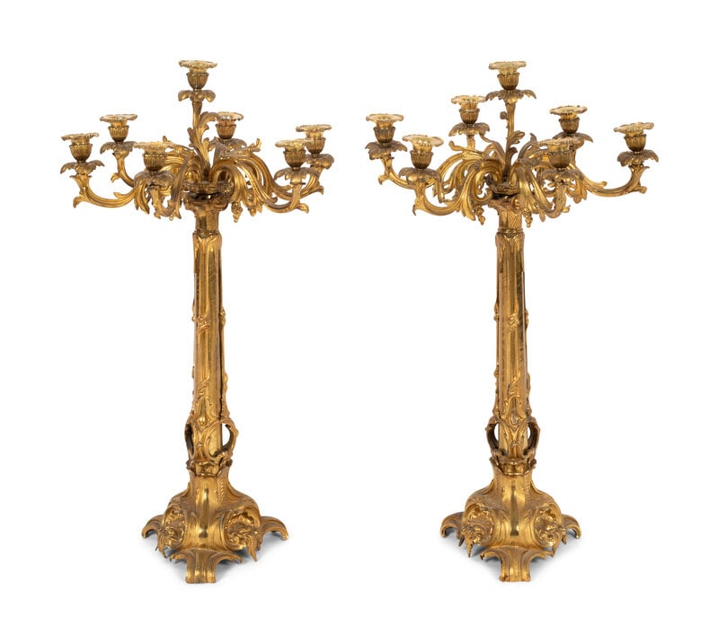 A Pair of Louis XV Style Gilt Bronze Seven-Light Candelabra (1 of 2)