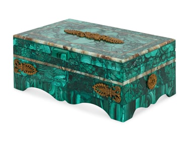 An Empire Style Gilt Bronze Mounted Malachite Table Casket