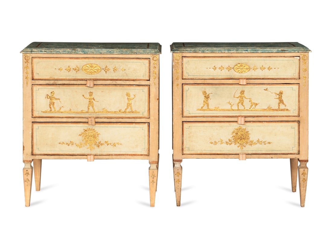 A Pair of Italian Polychrome Decorated Commodini (1 of 6)