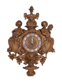 A Continental Carved Oak Figural Clock Case