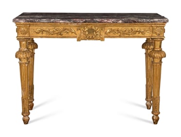 A North Italian Neclassical Carved Giltwood Console Table