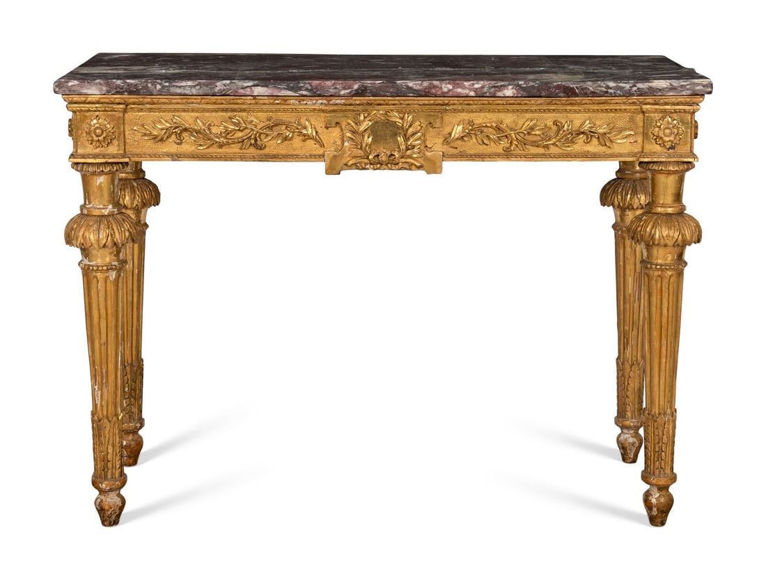 A North Italian Neclassical Carved Giltwood Console Table (1 of 5)