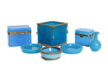 A Collection of French Opaline Glass Articles