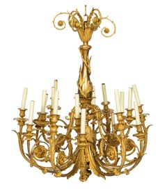 A Fine Louis XVI Style Ormolu Eighteen-Light Chandelier