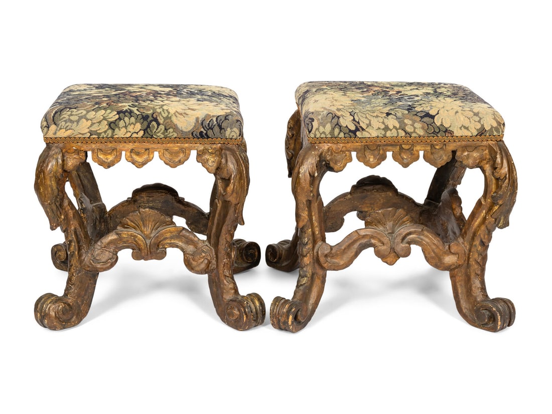 A Pair of Continental Baroque Carved Tabourets (1 of 7)