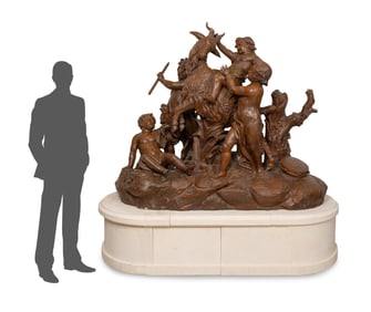 An Important Monumental Terracotta Group by Maison Gossin Frères Depicting Bacchanal Putti with