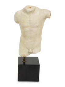 A Continental Carved Marble Male Torso